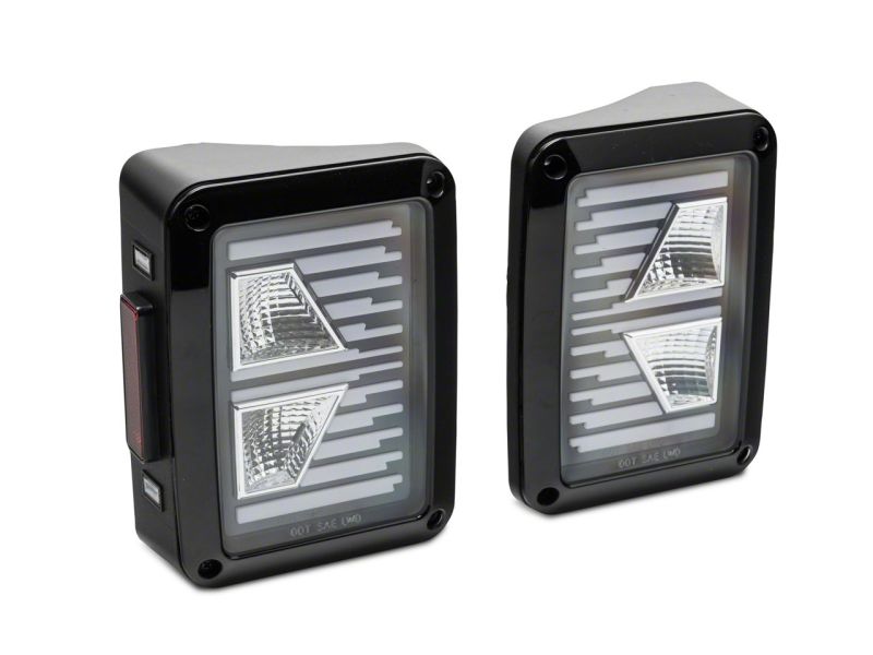 Raxiom 07-18 Jeep Wrangler JK Axial Series Vision LED Tail Lights- Black Housing (Clear Lens)