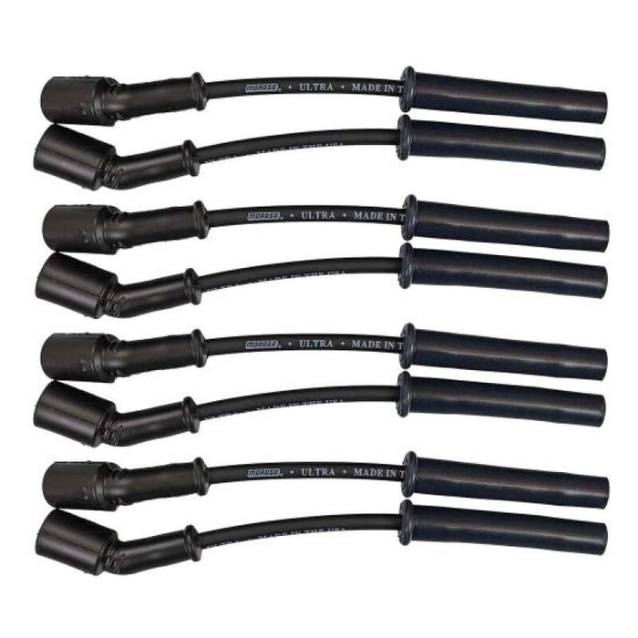 Moroso GM LS 5.7L/6.0L/6.2L/7.0L Ultra 350 8mm Multi-Angle Boot Ignition Spark Plug Wire Set - Black