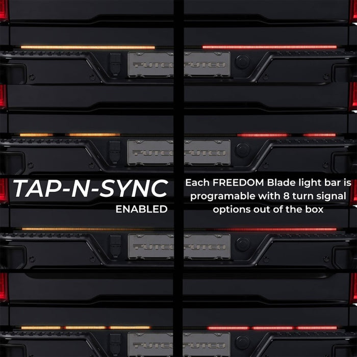 Putco 2024+ Ford F150 w/Factory LED Tail Light & OBS 60in Freedom Blade Tailgate Light Bar