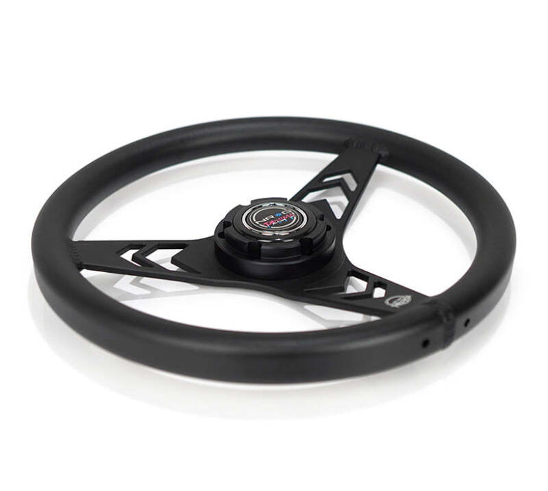 NRG Aluminum Steering Wheel 330mm - Arow Cutout - Ergonomic Grip - Anadized Black