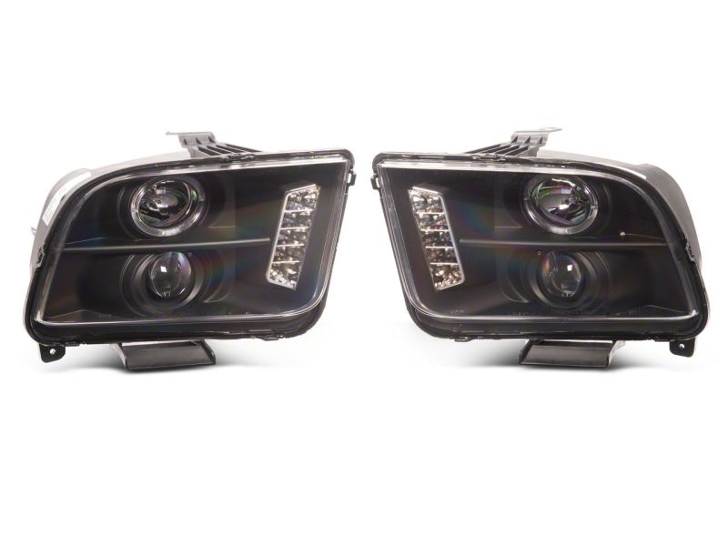 Raxiom 05-09 Ford Mustang Excluding GT500 LED Halo Projector Headlights- Black Housing (Clear Lens)