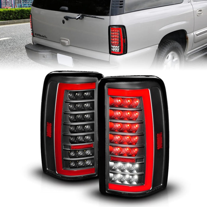 ANZO 00-06 Chevrolet Tahoe / GMC Yukon Full LED Taillights w/ Lightbar Black Housing/Clear Lens