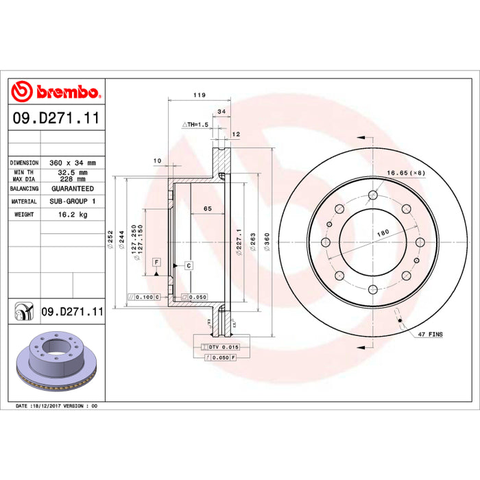 Brembo 08-14 Ford E-150/E-250/08-22 E-350 Super Duty/09-18 E-450 Super Duty UV Coated Rotor