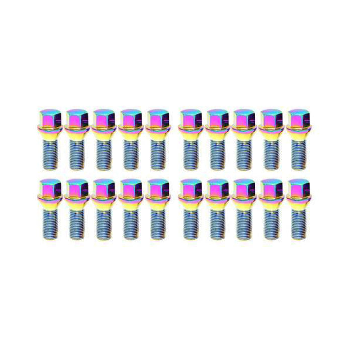 Wheel Mate Mevius Lug Bolt Set of 20 - Neon Chrome 14x1.25 27mm Cone 60 DEG TAP