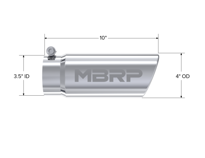MBRP Universal Tip 4in O.D. Angled Rolled End 3 inlet 10 length