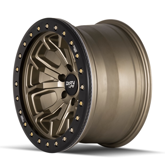 Dirty Life 9303 DT-1 17x9 / 5x127 BP / -38mm Offset / 78.1mm Hub Satin Gold Wheel - Beadlock