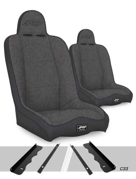 PRP 95-01 Jeep Cherokee XJ Daily Driver High Back Suspension Seats Kit (Pair) - Gray