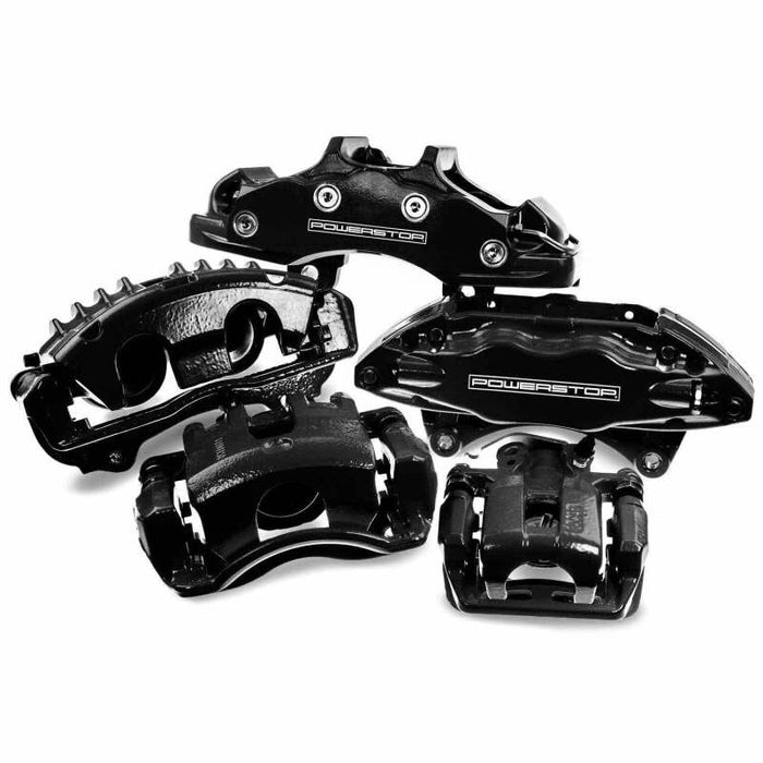 Power Stop 02-04 Honda CR-V Front Black Caliper - Pair w/Bracket