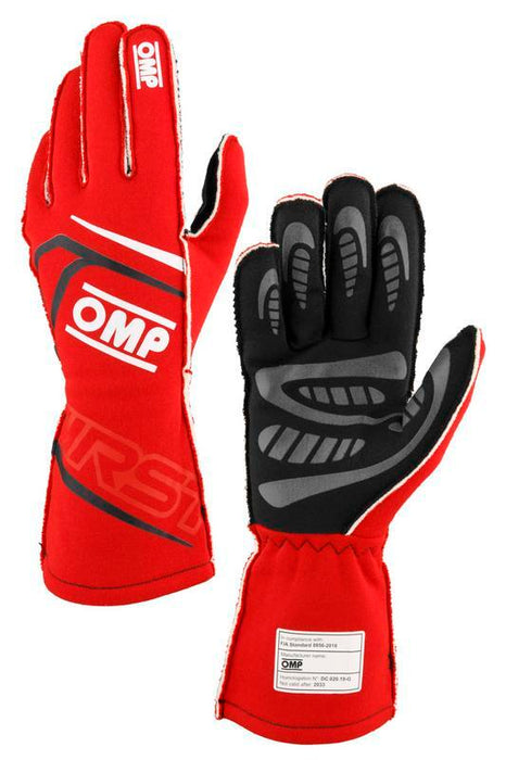 OMP Racing First Gloves FIA 8856-2018 MY2025 Red - Medium
