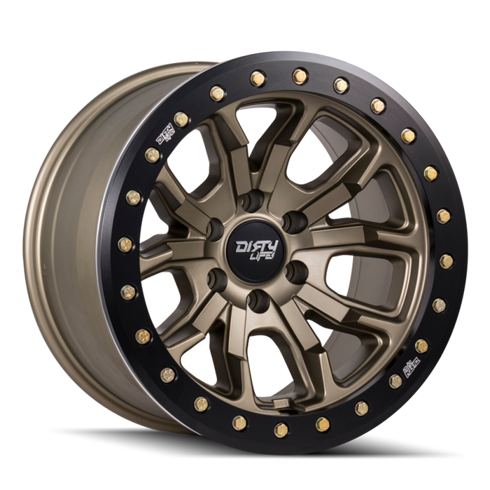 Dirty Life 9303 DT-1 20x9 / 8x170 BP / 0mm Offset / 130.8mm Hub Satin Gold Wheel - Beadlock