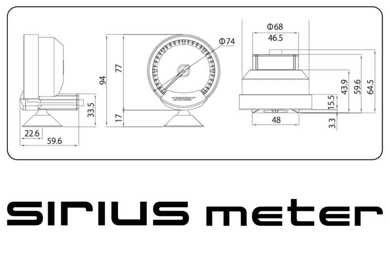 GReddy Sirius Meter - Fuel Pressure 0/6.0kPa 74mm Analog Gauge (w/Fuel Press Sensor & Harness Set)
