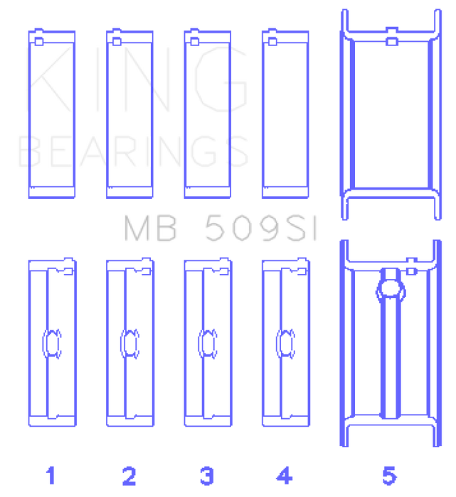 King Engine Bearings Chevrolet 400 Crankshaft Main Bearing Set (Set of 5) - Size .001