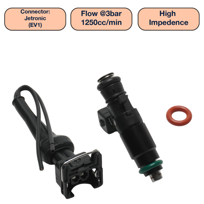 DeatschWerks Universal 1250cc Single Fuel Injector / 48mm Length / 14mm O-Ring Seals