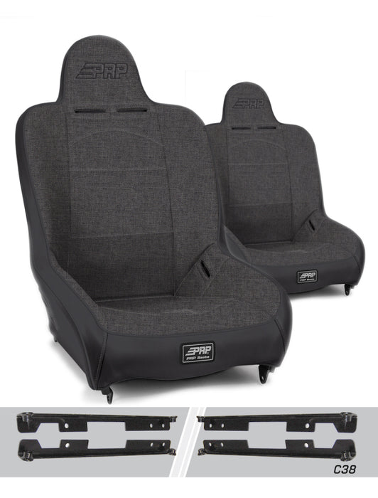 PRP Jeep Wrangler JK/JKU Premier High Back Suspension Seats Kit (Pair) - Gray
