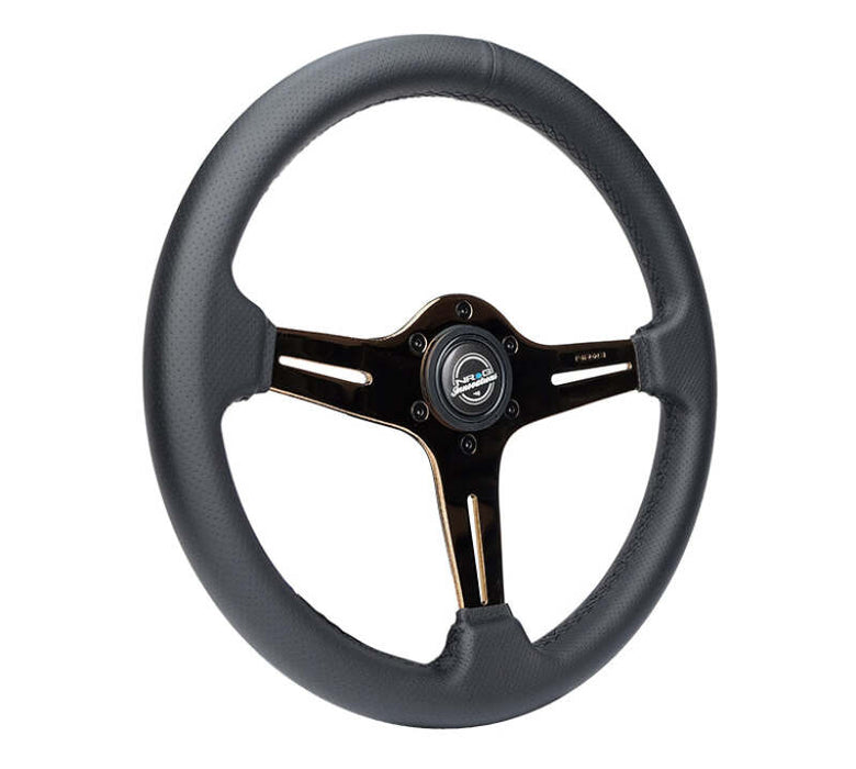 NRG Light Weight Gaming Steering Wheel - Blitz 350mm 3 Rose Gold Spokes Slits - Leather - No Dish