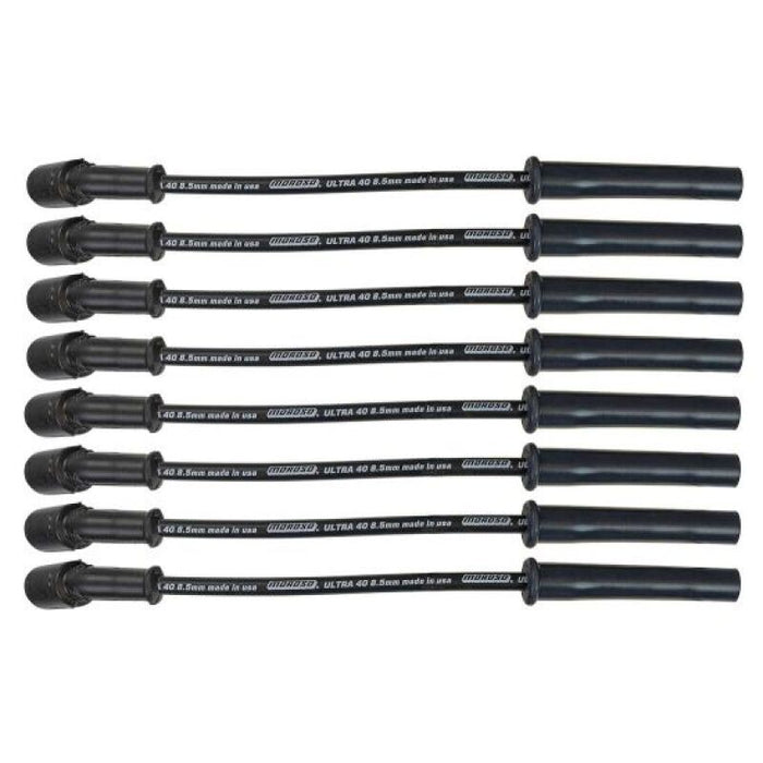 Moroso 99-13 GM LS/LQ 4.8/5.3/5.7/6.0/6.2L Ultra 40 8.5mm Multi-Angle Boot Spark Plug Wire Set - Blk