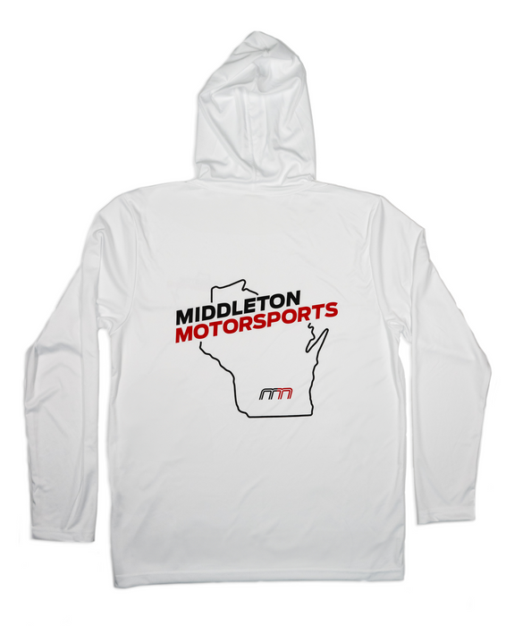 Middleton Motorsports Wisconsin Logo UV Hoodie in White