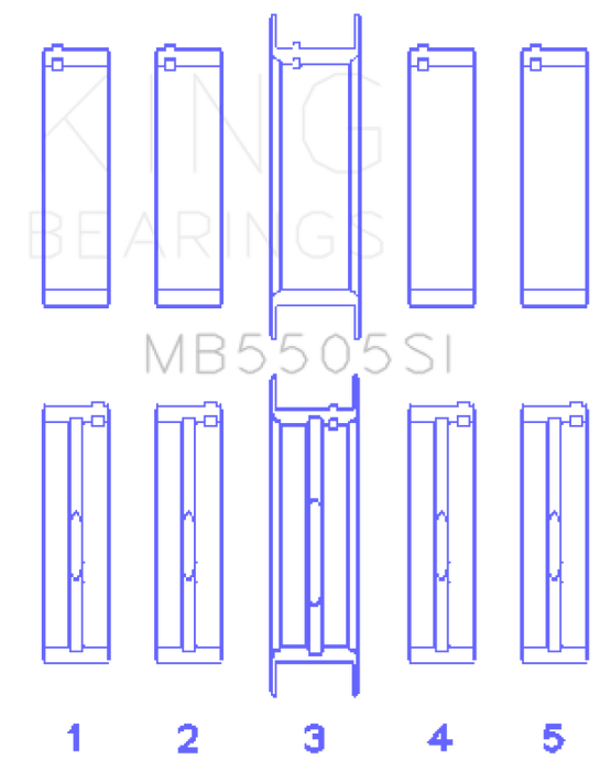 King Engine Bearings Ford 351ci/400ci 16V Main Bearing Set (Size 010) - Set Of 10