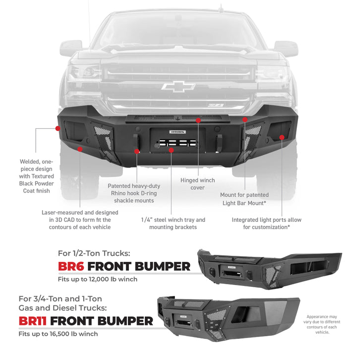 Go Rhino 21-24 Ford F-150 4dr (Excl. Models w/APA +ACC) BR6 Front Bumper Replacement
