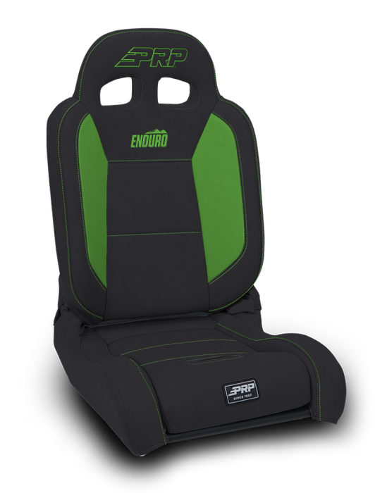 PRP EnduroDaily Reclining Suspension Seat - Black/Green Vinyl - Driver