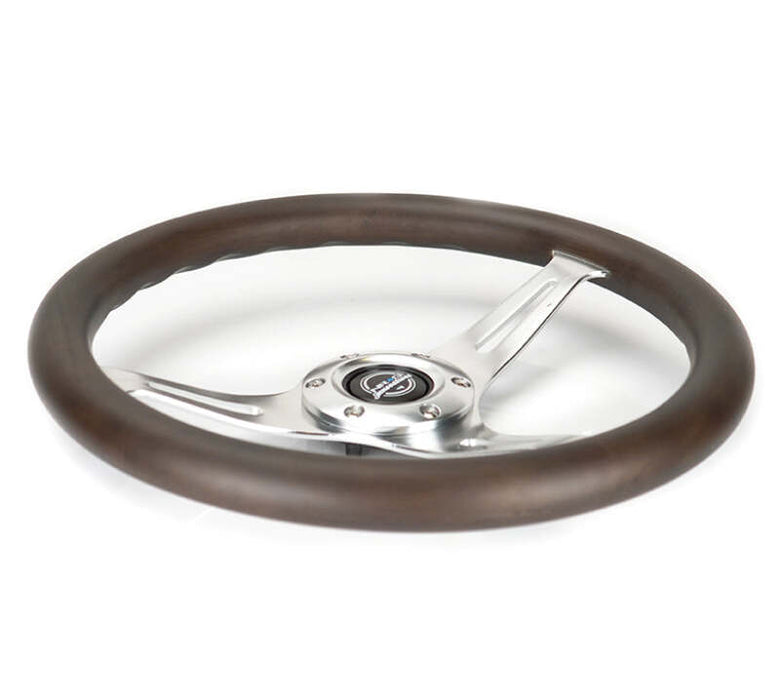 NRG Classic Wood Grain Wheel - 350mm 3 Chrome Silver Spokes Oak Color Wood