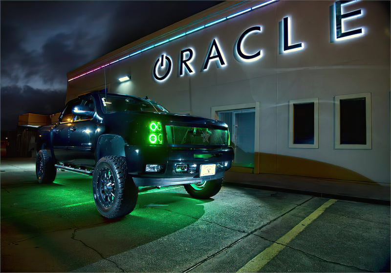 Oracle 07-13 Chevrolet Silverado LED Round Style Headlight Halo Kit - Green