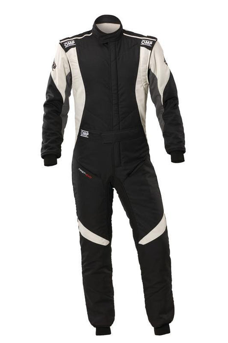 OMP FIRST EVO OVERALL my2025 FIA 8856-2018/SFI BLACK / WHITE SZ 46