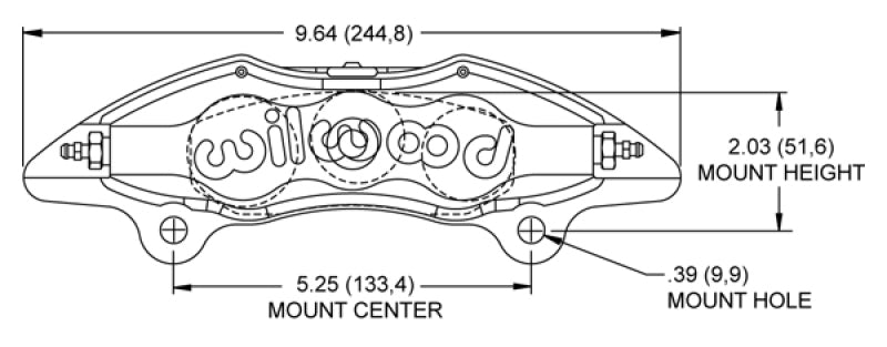 Wilwood DynaPro DP6 Lug Mount Polished Alum. Caliper 1.62in/1.12in/1.12in Piston .81in Rotor - Right