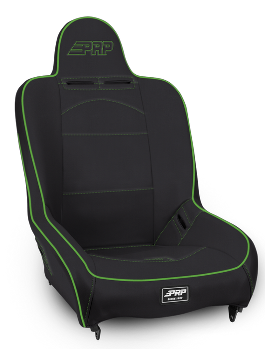 PRP Premier High Back Suspension Seat- Black/Green Vinyl