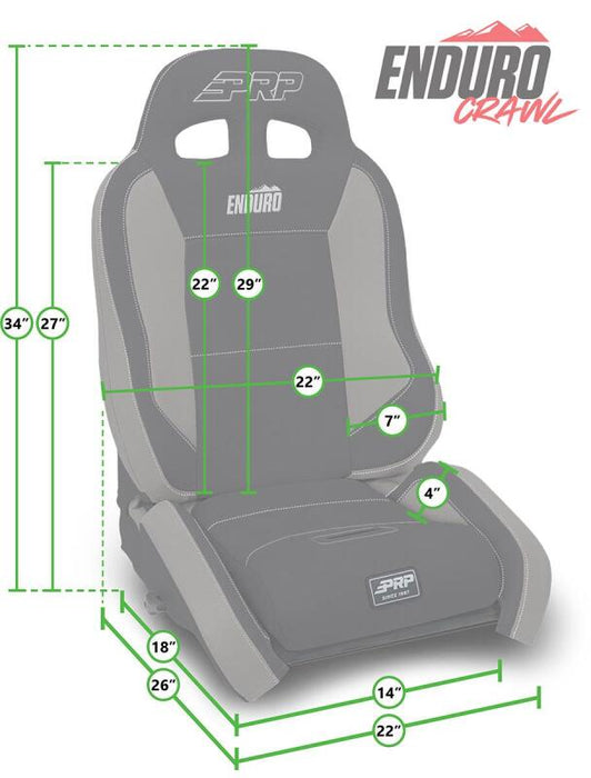 PRP EnduroCrawl Reclining Suspension Seat - Black/Green Tweed - Passenger
