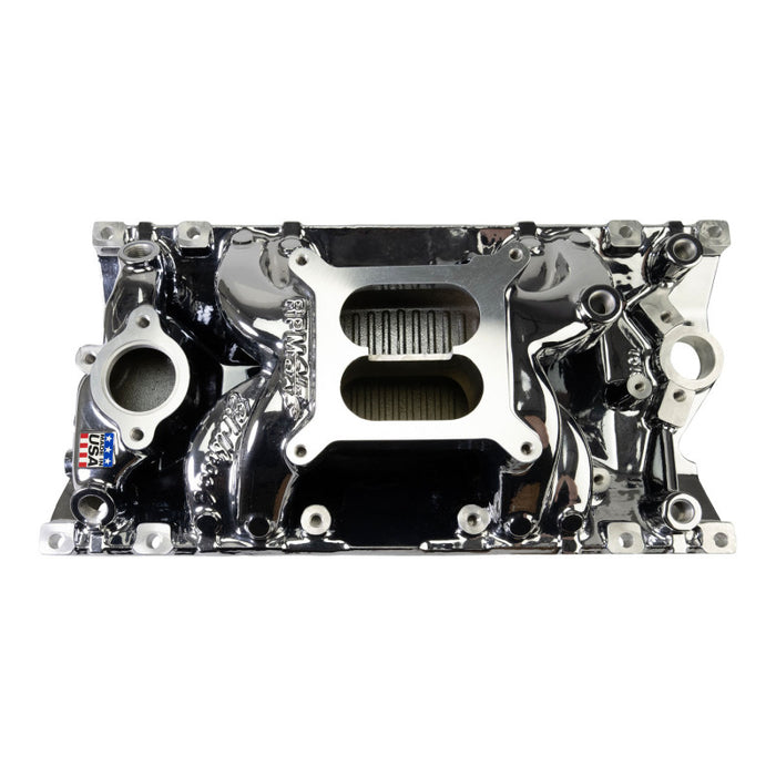Edelbrock RPM Air-Gap Manifold for Small-Block Chevy Vortec - Chrome Plasma