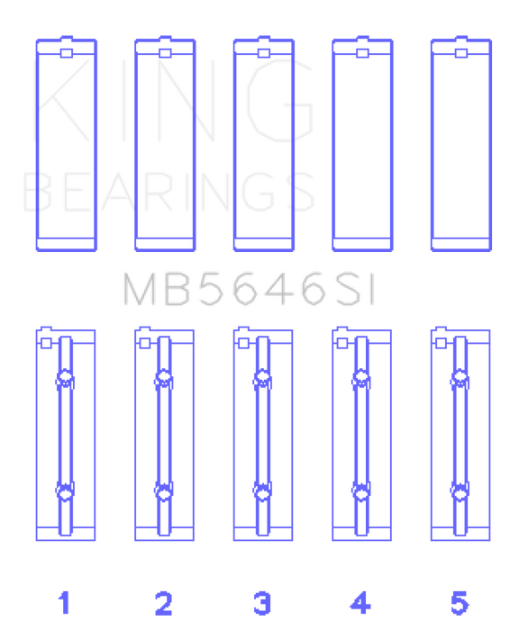 King Engine Bearings Toyota 1AZFE / 2 AZFE (Size +0.25mm) Crankshaft Main Bearing Set