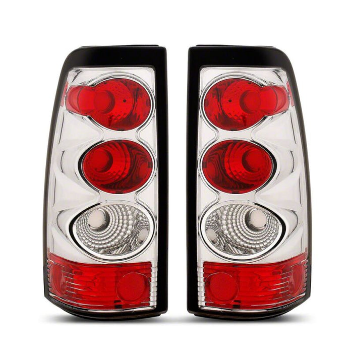 Raxiom 03-06 Chevrolet Silverado 1500 Fleetside Axial Series Tail Lights- Chrome- Red/Clear Lens