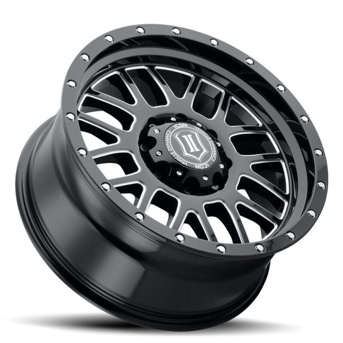 ICON Alpha 20x9 / 6x5.5 / 16mm / 5.625in BS Gloss Black Wheel w/ Milled Windows