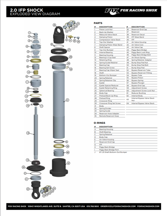 Fox Valve 1.600 OD x 0.504 ID x 0.006 TH