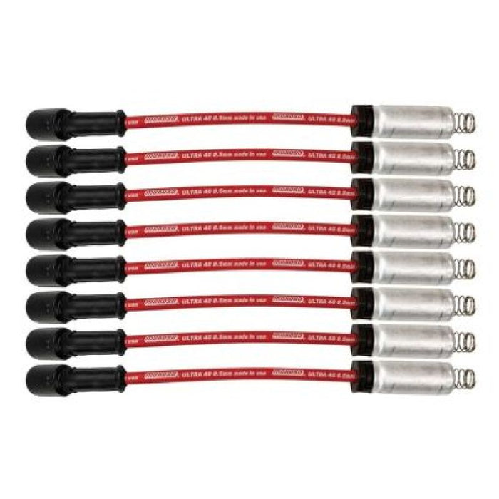 Moroso GM LS/LT 8.5mm Ultra 40 11in Long Wire Set w/Alum Heatshield - Red