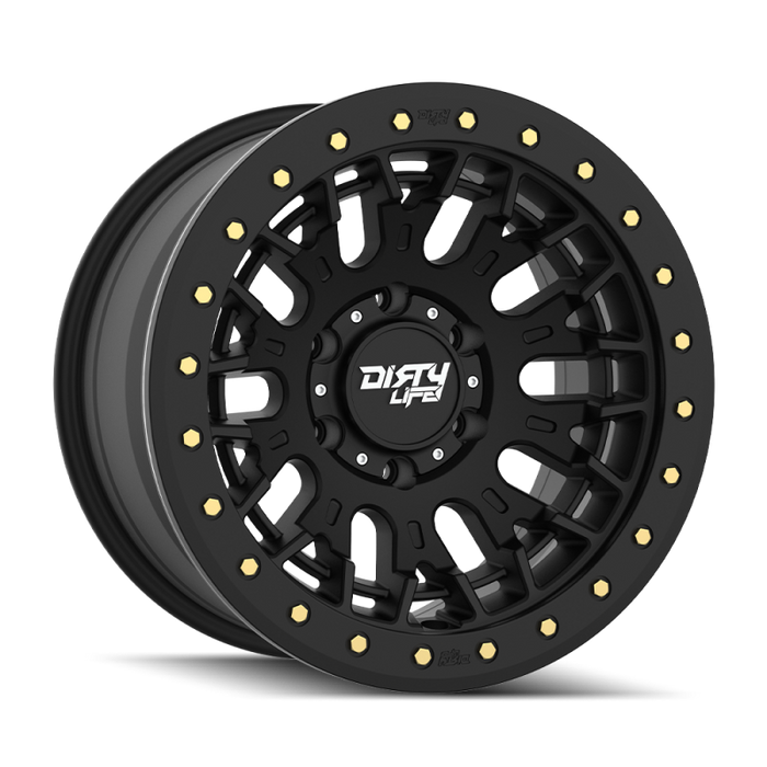 Dirty Life DT-3 17X9 6x139.7 -12 Offset - Satin Black w/ Simulated Beadlock