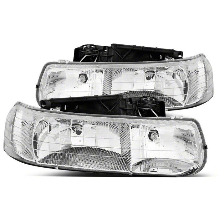 Raxiom 99-02 Chevrolet Silverado 1500 Axial Series Euro Headlights- Chrome Housing- Clear Lens