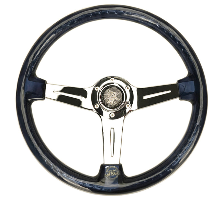 NRG Reinforced Steering Wheel (350mm / 2in. Deep) Matsuri Clear Acrylic w/ NeoChrome Spoke