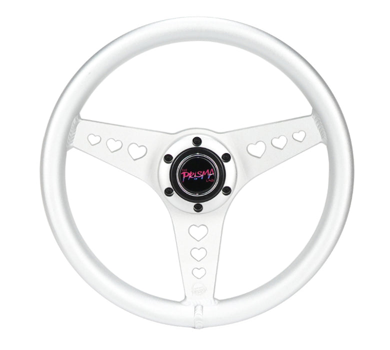 NRG All Aluminum Steering Wheel 330mm - Heart Cut Out- Ergonomic Grip- Anadized Silver