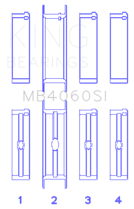 King Engine Bearings Chrysler Caravan 201Ci V6 Ohv (Size +0.50mm) Main Bearing Set