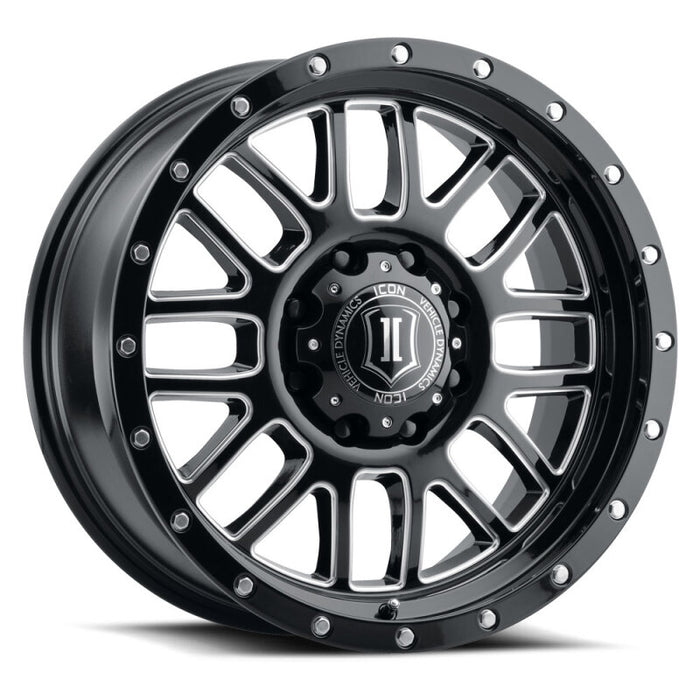 ICON Alpha 20x9 / 6x5.5 / 16mm / 5.625in BS Gloss Black Wheel w/ Milled Windows