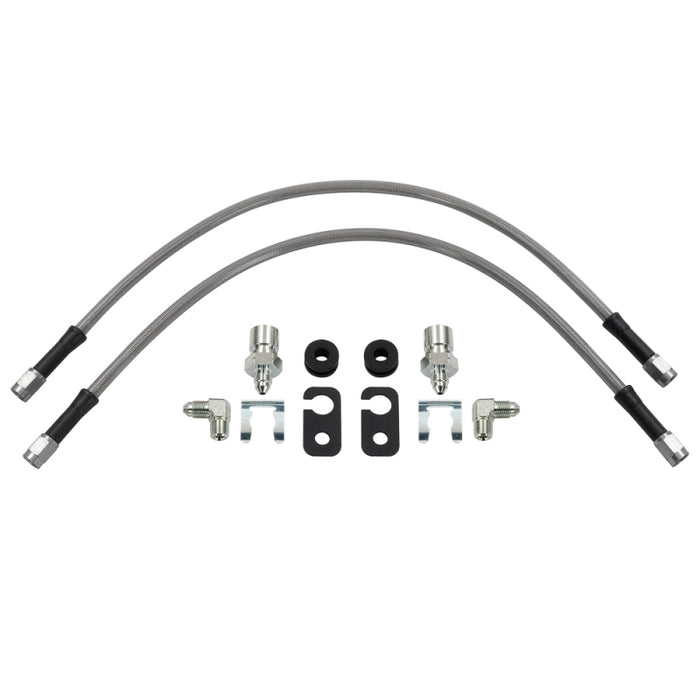 Wilwood flexline kit 18IN OAL M12X1.0 IF 90 deg 1/8-27 NPT -3 W/FLAT bracket