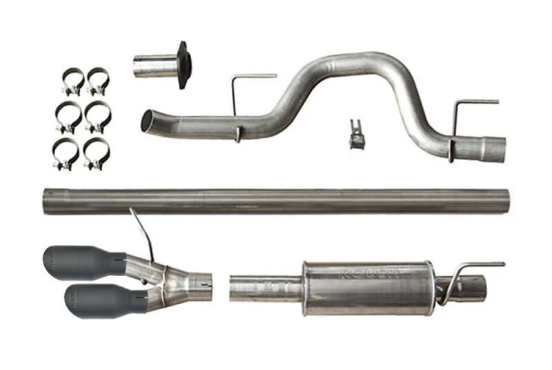 Roush 10-14 Ford F-150 / Raptor 6.2L Side Exit Black Tip Cat Back Exhaust