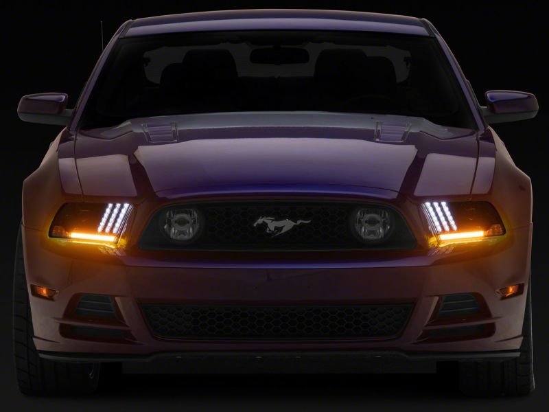 Raxiom 13-14 Ford Mustang LED Projector Headlights SEQL Turn Signals- Black Housing (Clear Lens)