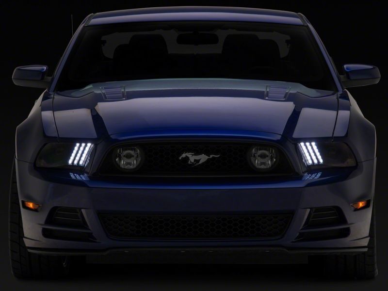 Raxiom 13-14 Ford Mustang LED Projector Headlights SEQL Turn Signals- Black Housing (Clear Lens)