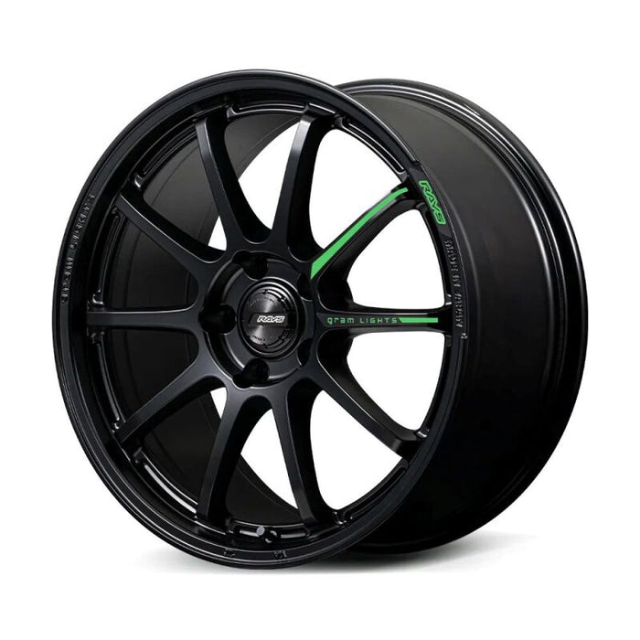 Gram Lights 57NR LIMITED II 18x7.5 +45 5-100 Semigloss Black Wheel w/ Black Cap/Stickers/Air Valve