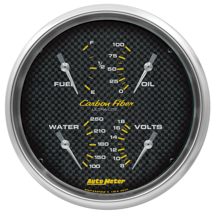 Autometer Carbon Fiber Quad Gauge 5in. 240Ohm (E) - 33Ohm (F) Electric