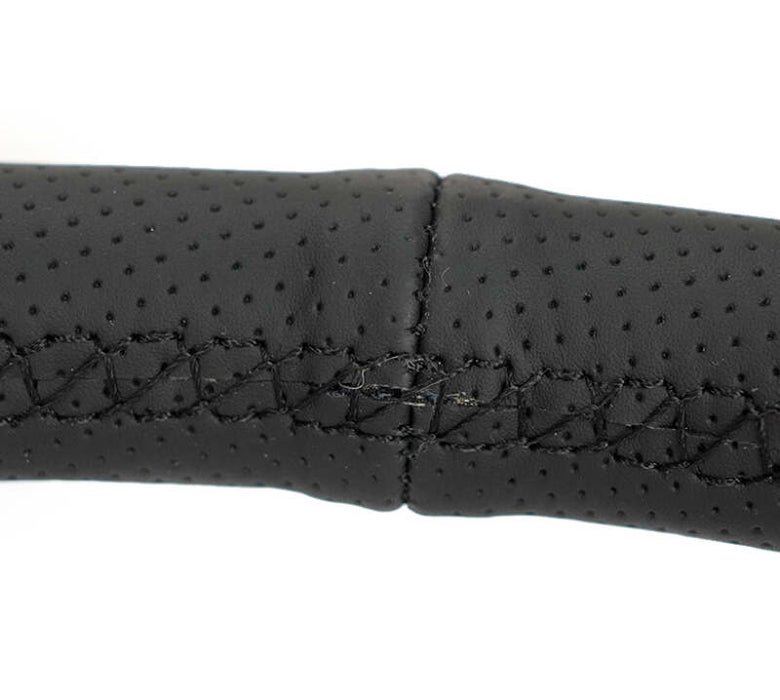 NRG Reinforced Stealth Wheel (380mm) 3 Spoke Center 1in Deep Dish - Perforated Leather Black Stitch