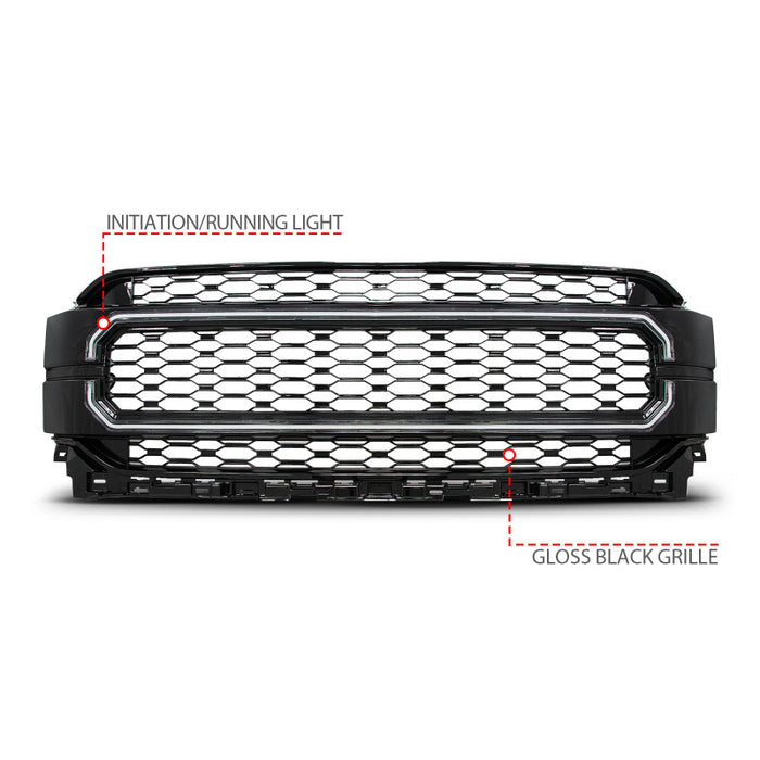 ANZO 21-23 Ford F150 Black Housing Full LED Light Tube Front Grille